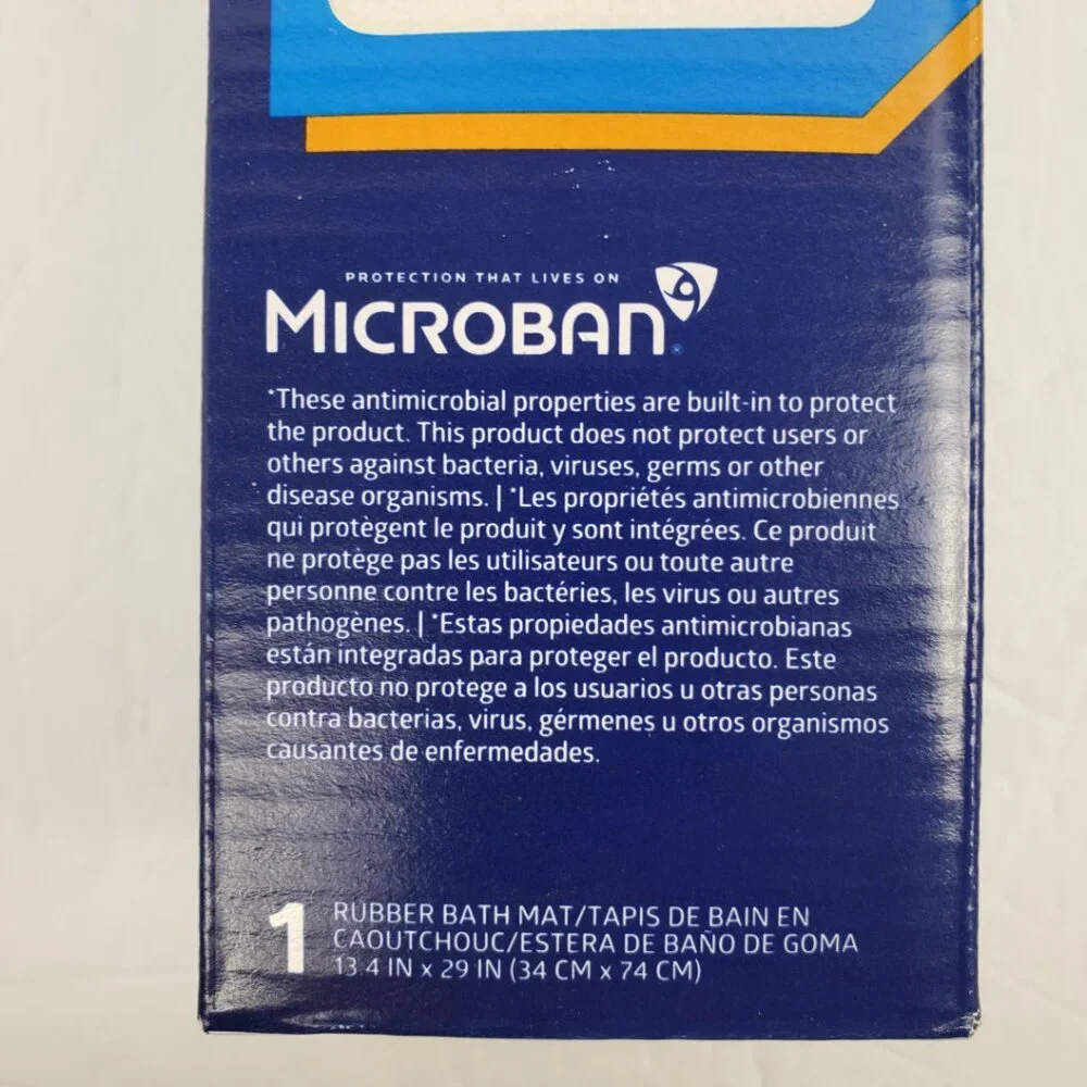 Medline Rubber Bath Mat 13x29 Off White Microban Non Slip